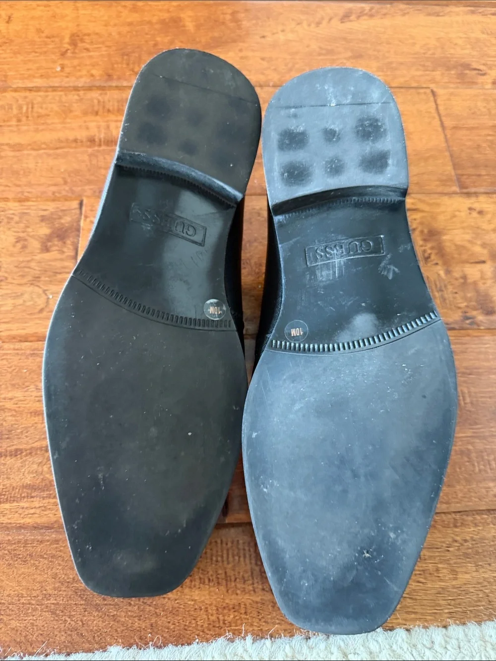 Guess Black Men's Leather Slip-On Loafers with Gunmetal Chain